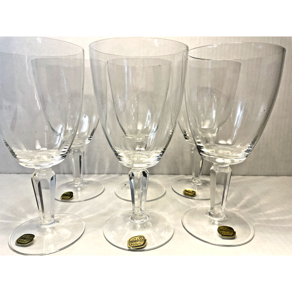 Set 6 Vintage Bohemia Czech Crystal 7” tall wine water glasses stemware - Picture 1 of 4